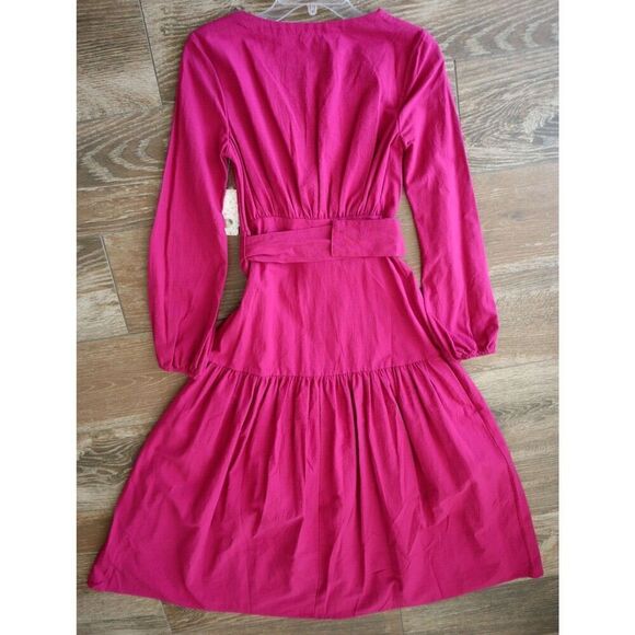 Free People OB1101164 Women's Sz XS Myrtle Magenta Kendra Belted Dress - Picture 9 of 12